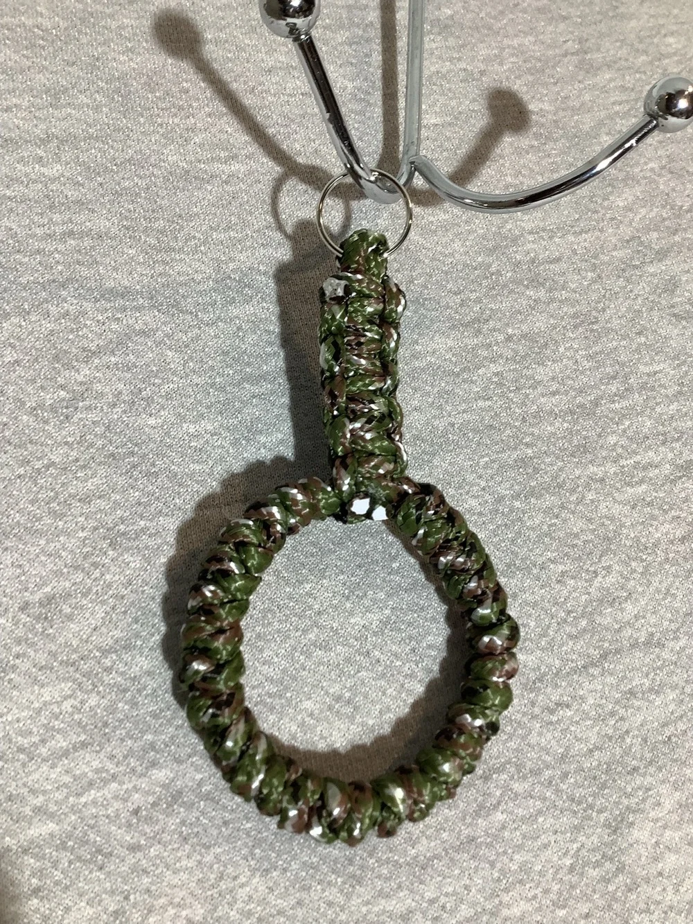 Handmade Army Green and Brown Camo Braided Bracelet Keyring